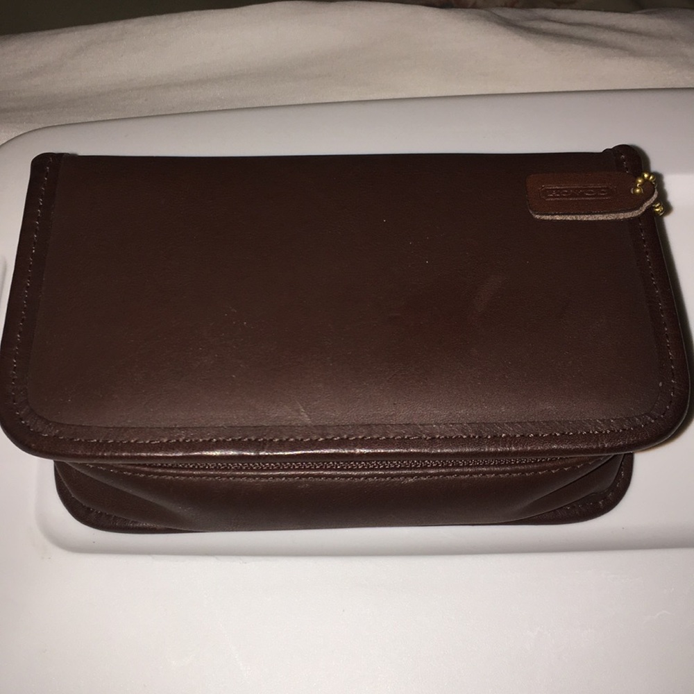 COACH brown leather makeup case
